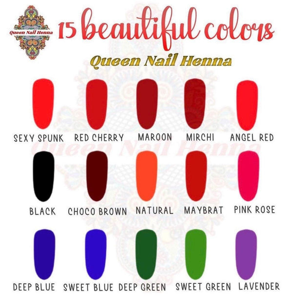 Queen Nail Henna | Maroon | Water Permeable Nail Stain | Henna Nail Stain | No Enamel | Alternative to Nail Polish | Organic | Vegan - Henna Heroine