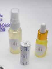 Amarya Henna Aftercare Kit featuring Aftercare Oil, Mefix Tape, and Lemon Sugar Sealant Spray.