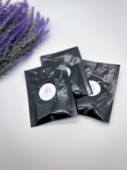 This image shows three Natural Pure Jagua Powder packets by Amarya Henna, available in 10g, 100g, and 500g sizes.