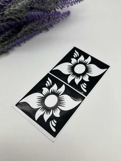 This image shows African-style hand henna stencils by Amarya Henna, designed for easy tracing of traditional patterns.