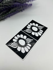 This image shows African-style hand henna stencils by Amarya Henna, designed for easy tracing of traditional patterns.