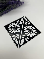 This image shows African-style palm henna stencils by Amarya Henna, designed for easy tracing of traditional patterns.