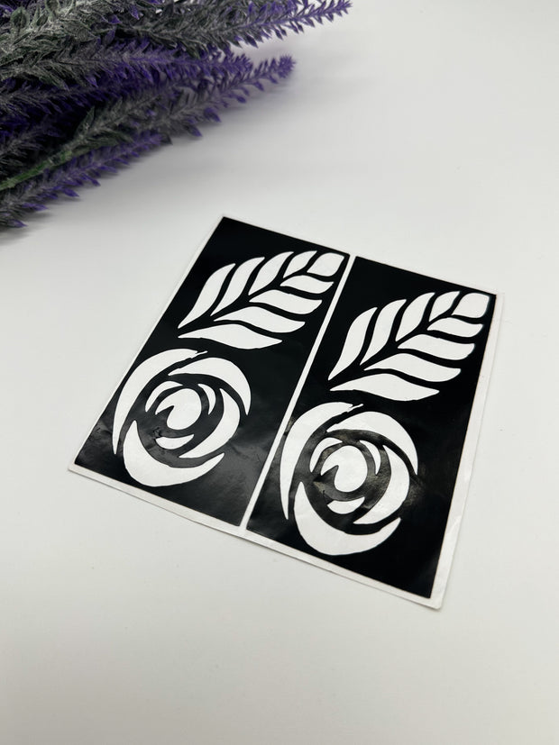 This image shows African-style hand henna stencils by Amarya Henna, designed for easy tracing of traditional patterns.