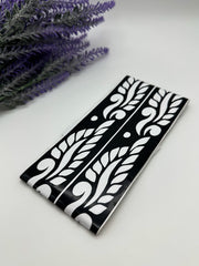 This image shows African-style feet stencils by Amarya Henna, designed for easy tracing of traditional patterns.