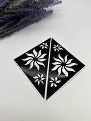 This image shows African-style palm henna stencils by Amarya Henna, designed for easy tracing of traditional patterns.