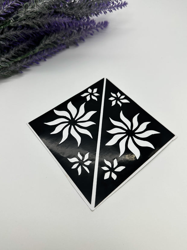 This image shows African-style palm henna stencils by Amarya Henna, designed for easy tracing of traditional patterns.