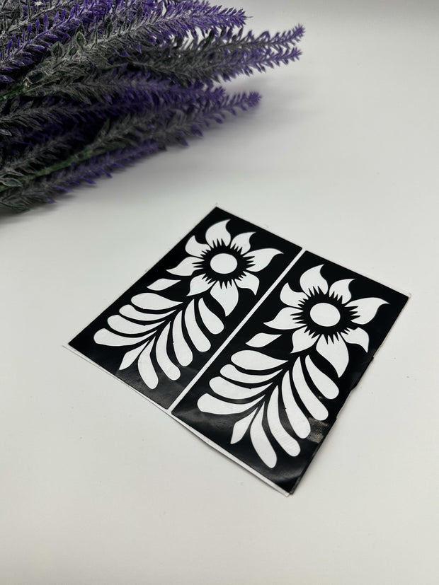 This image shows African-style hand henna stencils by Amarya Henna, designed for easy tracing of traditional patterns.